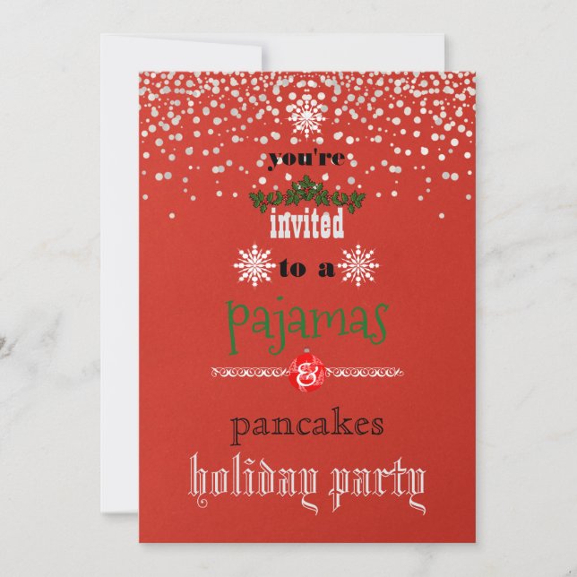 Christmas Holiday Pyjamas & Pancakes Family Party  Invitation (Front)