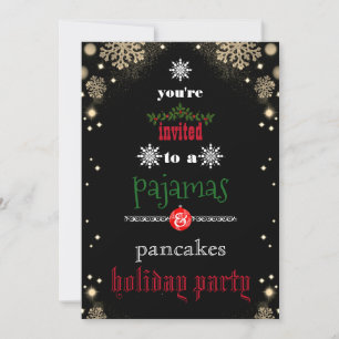 Christmas Holiday Pyjamas & Pancakes Family Party Invitation