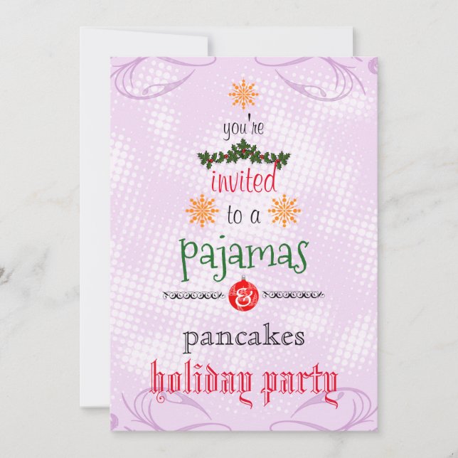 Christmas Holiday Pyjamas & Pancakes Family Party Invitation (Front)