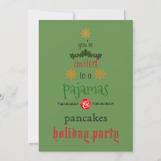 Christmas Holiday Pyjamas & Pancakes Family Party Invitation (Front)