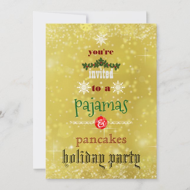 Christmas Holiday Pyjamas & Pancakes Family Party Invitation (Front)