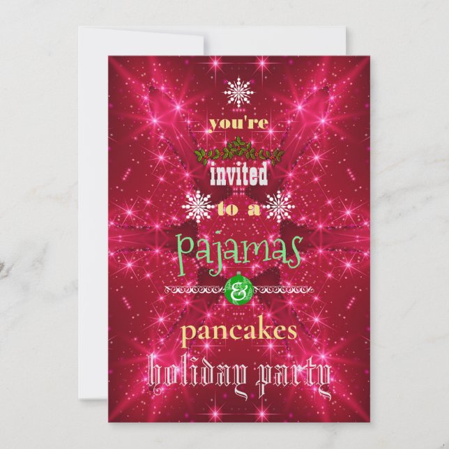 Christmas Holiday Pyjamas & Pancakes Family Party Invitation (Front)