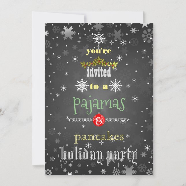 Christmas Holiday Pyjamas & Pancakes Family Party Invitation (Front)