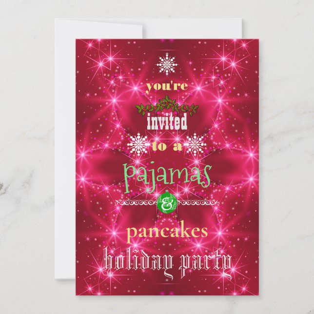 Christmas Holiday Pyjamas & Pancakes Family Party Invitation (Front)