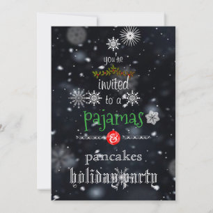 Christmas Holiday Pyjamas & Pancakes Family Party Invitation