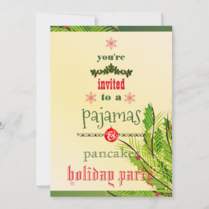 Christmas Holiday Pyjamas & Pancakes Family Party Invitation