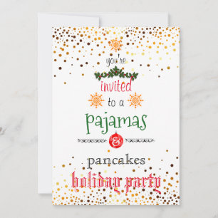 Christmas Holiday Pyjamas & Pancakes Family Party Invitation