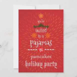 Christmas Holiday Pyjamas & Pancakes Family Party Invitation