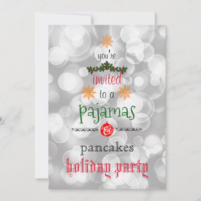Christmas Holiday Pyjamas & Pancakes Family Party Invitation (Front)