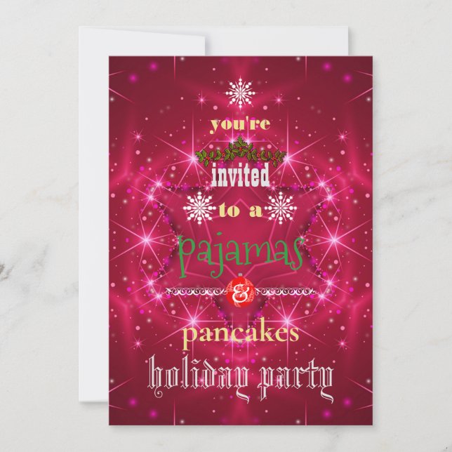 Christmas Holiday Pyjamas & Pancakes Family Party Invitation (Front)