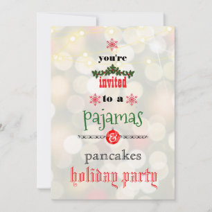 Christmas Holiday Pyjamas & Pancakes Family Party Invitation