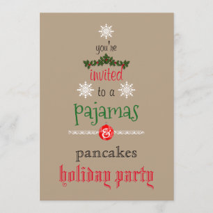 Christmas Holiday Pyjamas & Pancakes Family Party Invitation