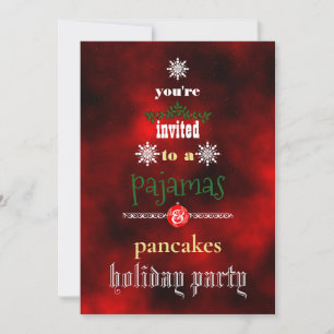 Christmas Holiday Pyjamas & Pancakes Family Party Invitation