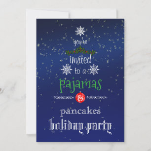 Christmas Holiday Pyjamas & Pancakes Family Party Invitation