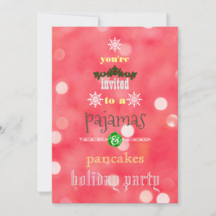 Christmas Holiday Pyjamas & Pancakes Family Party Invitation