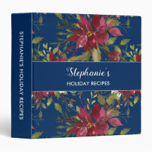 Christmas Holiday Recipe Binder Floral Blue