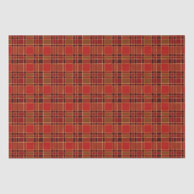 Christmas Holiday Red and Gold Plaid Tissue Paper (Front)