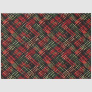 Christmas Holiday Red And Green Plaid Gold Foil Tissue Paper