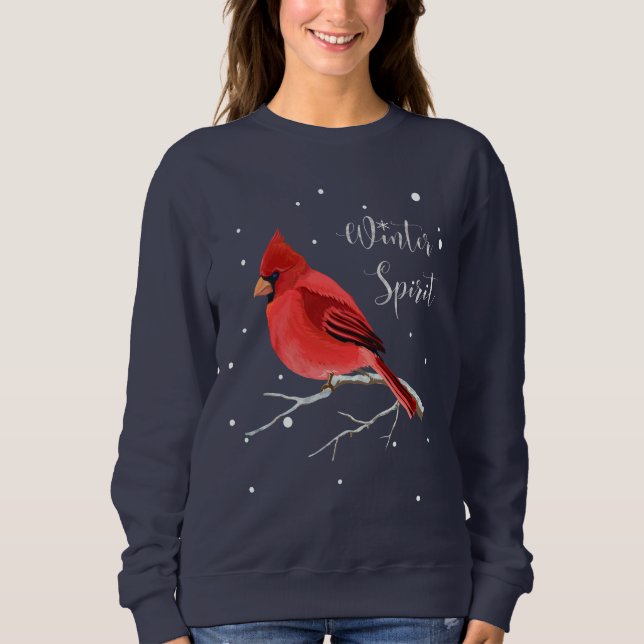 Christmas Holiday Red Cardinal Bird Women's Sweatshirt (Front)