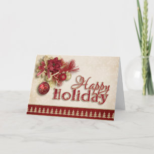 Christmas Holiday - Red/Gold Happy Holiday Card