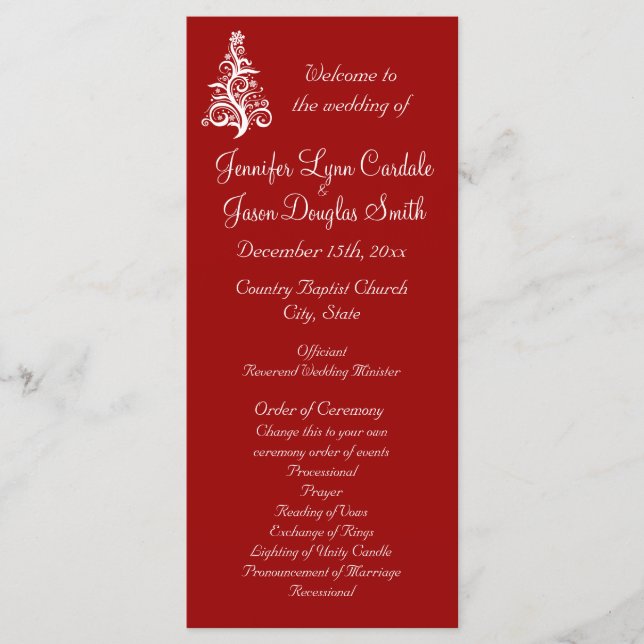 Christmas Holiday Red Wedding Programs Programme (Front)
