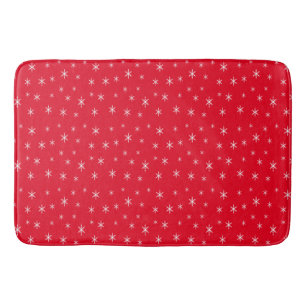Christmas Holiday Red With White Snowflakes Bath Mat