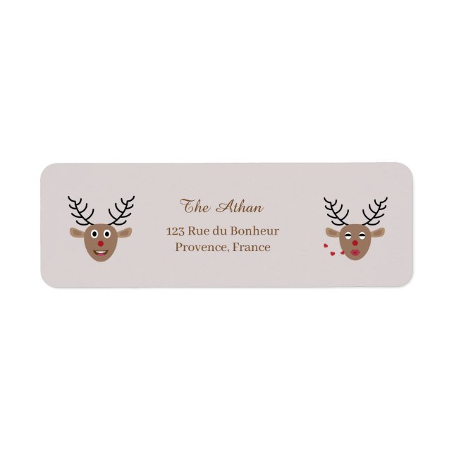Christmas Holiday Reindeer Blush Return Address (Front)