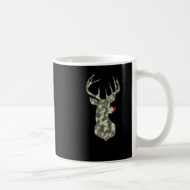 Christmas Holiday Rudolf Reindeer Red Nose camo hu Coffee Mug (Right)