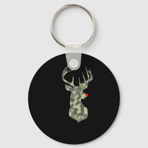 Christmas Holiday Rudolf Reindeer Red Nose camo hu Key Ring
