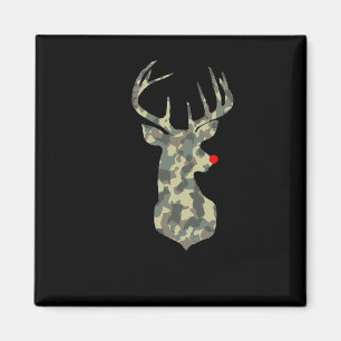 Christmas Holiday Rudolf Reindeer Red Nose Camo Hu Magnet