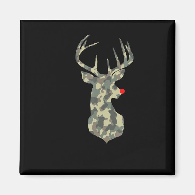 Christmas Holiday Rudolf Reindeer Red Nose camo hu Magnet (Front)