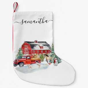 Christmas Holiday Rustic Vintage Truck Barn Farm Small Christmas Stocking