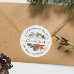 Christmas Holiday Rustic Winter Floral Address Classic Round Sticker<br><div class="desc">Add a touch of rustic elegance to your holiday cards and invitations with these Holiday Rustic Winter Floral Address Envelope Seal Stickers. Featuring a beautiful winter floral design, these stickers are perfect for sealing your envelopes and adding a festive touch to your holiday mailings. The stickers are easy to use...</div>