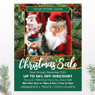 Christmas Holiday Sale Custom Photo Green Business Flyer