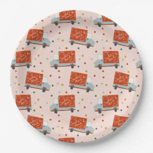 Christmas Holiday Santa's Mail Truck Paper Plates
