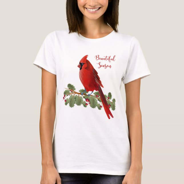 Christmas Holiday Season Red Cardinal Women's T-Shirt (Front)