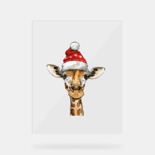 Christmas Holiday Season Xmas Giraffe Acrylic Sign