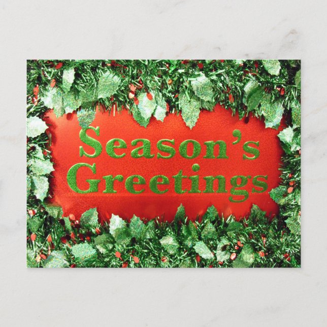 Christmas Holiday Seasons Greetings Glitter Holly (Front)