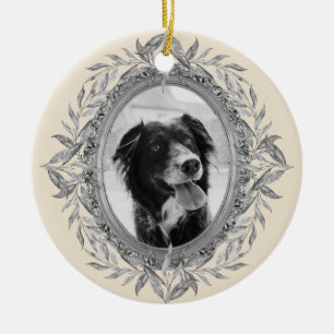 Christmas Holiday Silver Frame Photo Festive Ceramic Tree Decoration