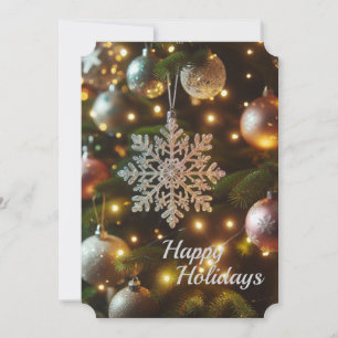 Christmas Holiday Silver Snowflake Ornaments Card