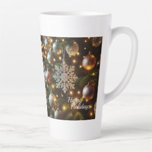 Christmas Holiday Silver Snowflake Ornaments  Latte Mug