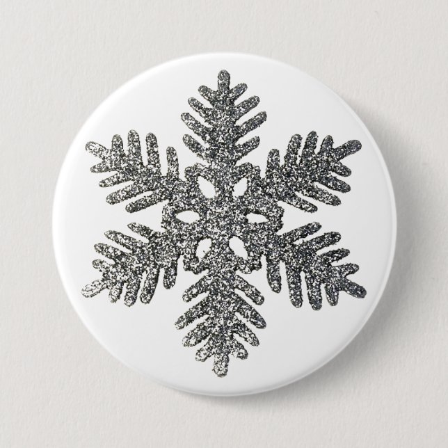 Christmas Holiday Silver Snowflake Star Design 7.5 Cm Round Badge (Front)