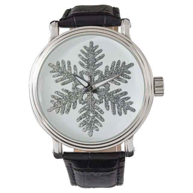 Christmas Holiday Silver Snowflake Star Design Watch (Front)