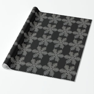 Christmas Holiday Silver Snowflake Star Design Wrapping Paper