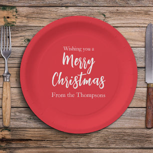 Christmas Holiday Simple Red Minimalist Cute Paper Plate