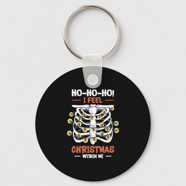 Christmas Holiday Skeleton Rib Cage Radiology Key Ring (Front)