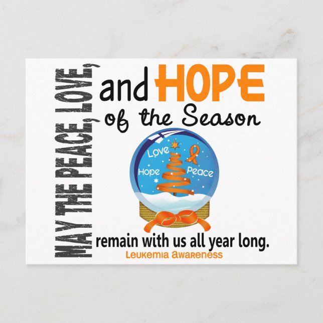 Christmas Holiday Snow Globe 1 Leukaemia Postcard (Front)