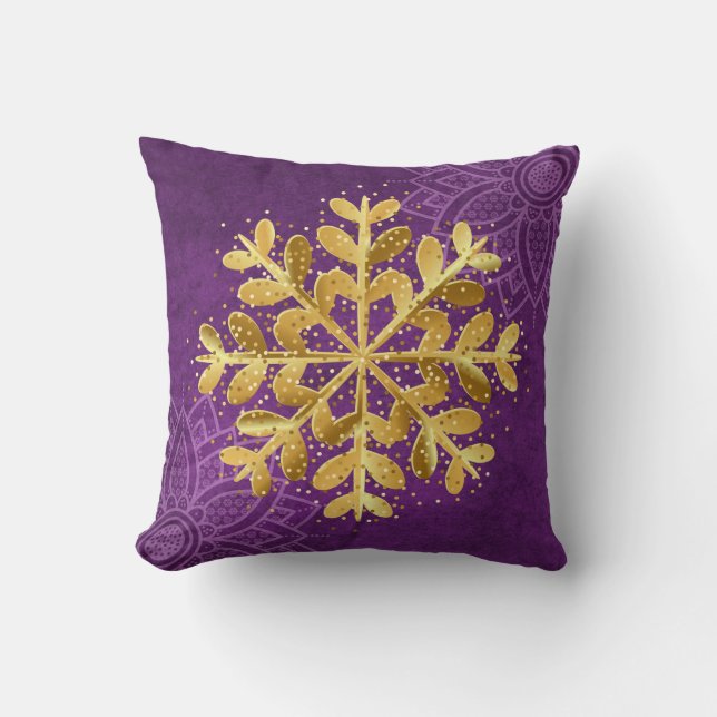 Christmas Holiday Snowflake Chrysanthemum Pillow (Front)