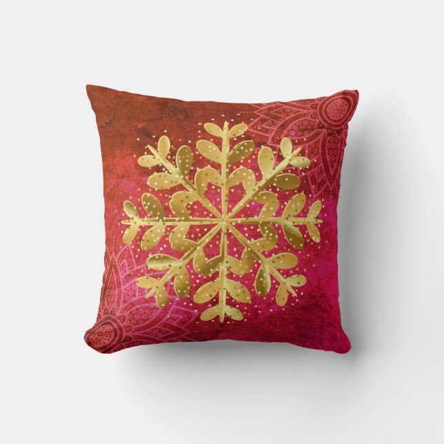 Christmas Holiday Snowflake Chrysanthemum Pillow (Front)