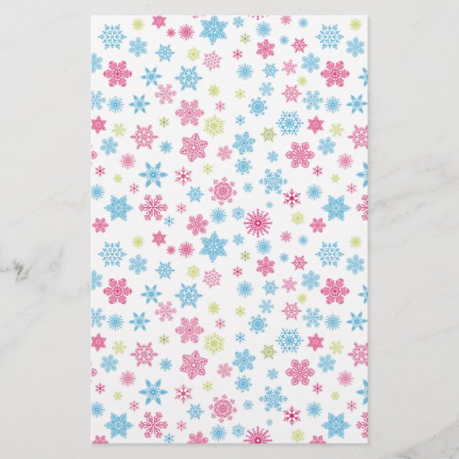 Christmas Holiday Snowflake Pattern Stationery (Front)